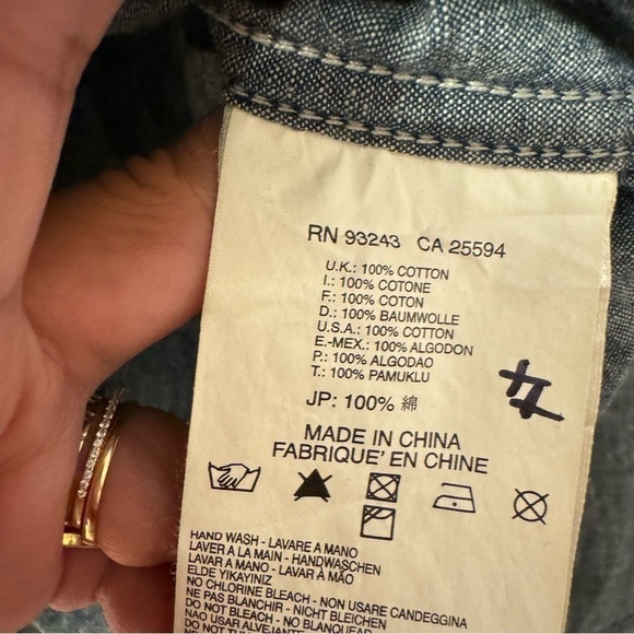 Diesel  Denim Buttondown Longsleeve Shirt Band Collar Chest Patch Mens Size L - Picture 10 of 15